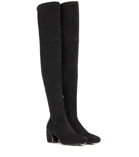 prada metal inset suede over the knee boots|Prada Suede Metal.